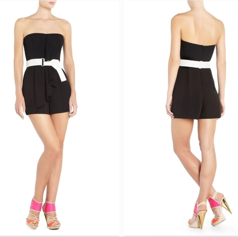 Bcbgmaxazria Runway Mina Romper Sz 2 Ruffle Black